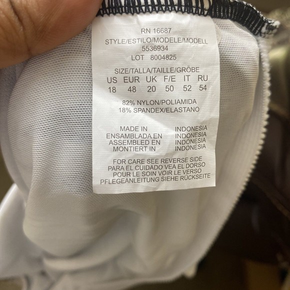 NWT SWIM SOLUTIONS Black MULTI Tummy Control One Shoulder One Piece Swimsuit 18 - Picture 7 of 9